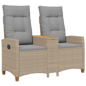 vidaXL Zložljiva klop s tabelo 2 -Seater 126 x 65 x 112 cm poli ratan