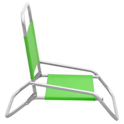 vidaXL Zložljivi stoli za na plažo 2 kosa zeleno blago