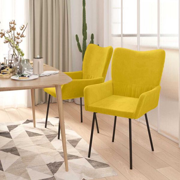 vidaXL Jedilni stoli 2 kosa rumen žamet