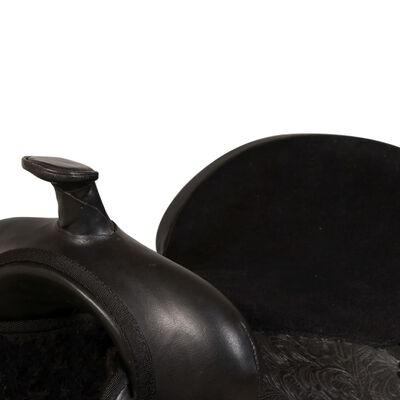 vidaXL Western sedlo, uzda in oprsnica pravo usnje 16" črne barve