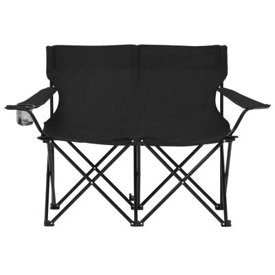 vidaXL Zložljiv stol za kampiranje za 2 osebi jeklo in blago črn