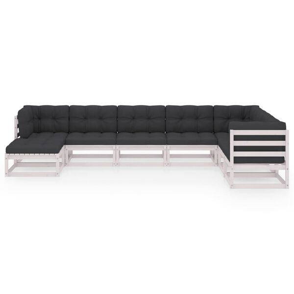 vidaXL Vrtna sedežna garnitura 8-delna z blazinami trdna borovina