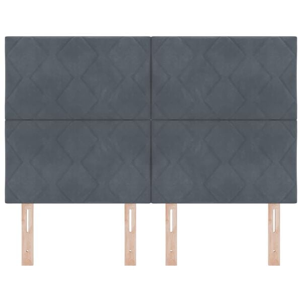 vidaXL Vzglavje z vzglavjem Temno siva 144 cm Žamet