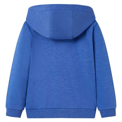 Otroški pulover s kapuco in zadrgo modra melange 104