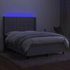 vidaXL Box spring postelja z vzmetnico LED sv. siva 140x200 cm blago