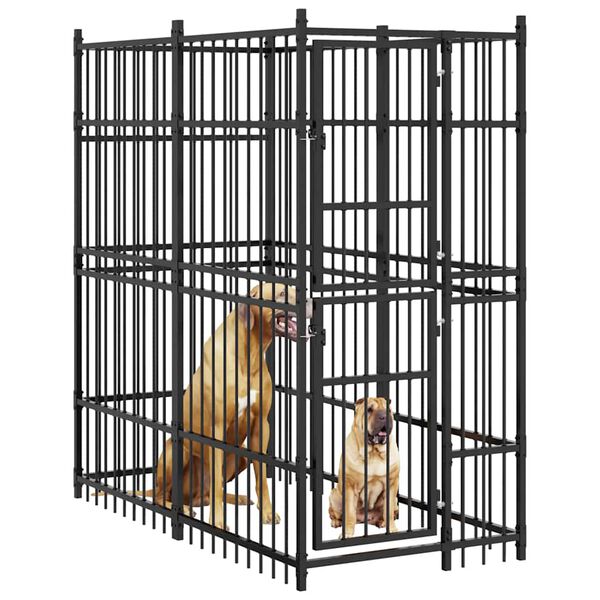 vidaXL Zunanji pasji boks jeklo 1,84 m&sup2;