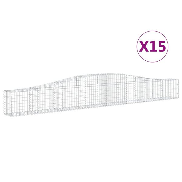 vidaXL Obokane gabion košare 15 kosi 400x30x40/60 cm pocinkano železo