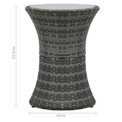 vidaXL Vrtna mizica v obliki bobna siv poli ratan