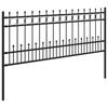 vidaXL Spike obroč ograje Črna 200 x 130 cm Pra&scaron;no lakirano jeklo