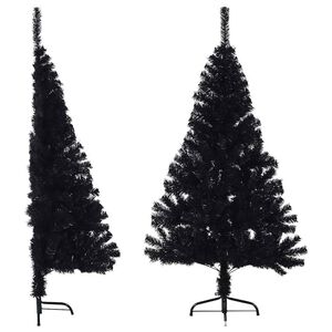 vidaXL Umetna polovična novoletna jelka s stojalom črna 120 cm PVC