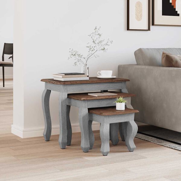 vidaXL Komplet mizic 3 kosi trden mahagonij