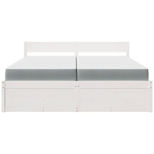 vidaXL Postelja s predali in vzmetnico 200x200 cm borovina