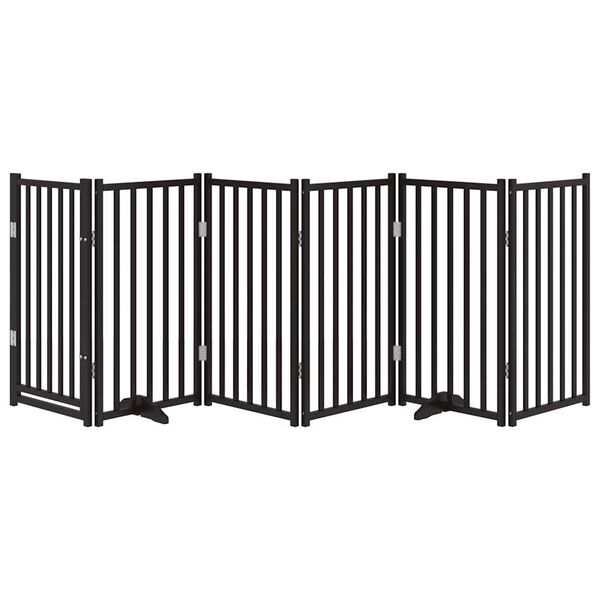 vidaXL Ograda za pse z vrati zložljiva 6 panelov črna 300cm topolovina