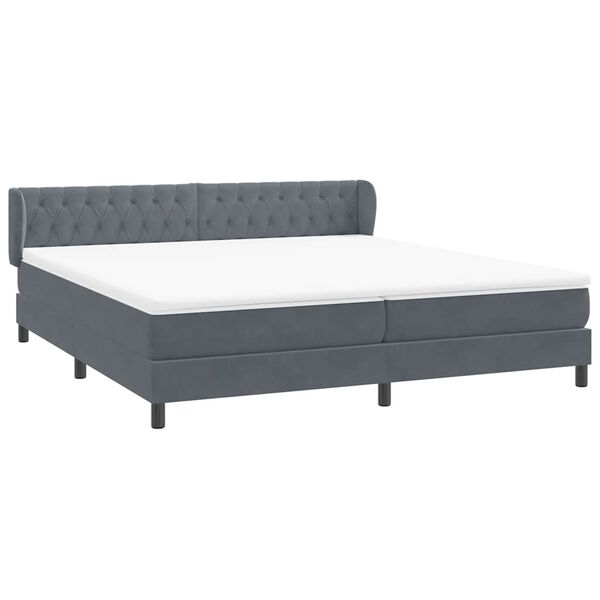 vidaXL Boxspring postelja z vzmetnicami temno siva 180x220 cm žamet