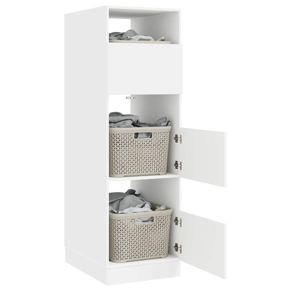 vidaXL Omara za perilo s shranjevanjem z vrati Bela Konstruiran les