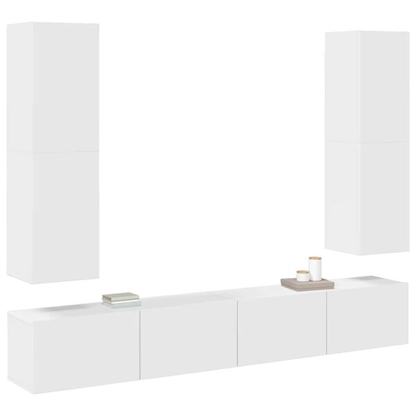 vidaXL Komplet TV omaric 4-delni bela inženirski les