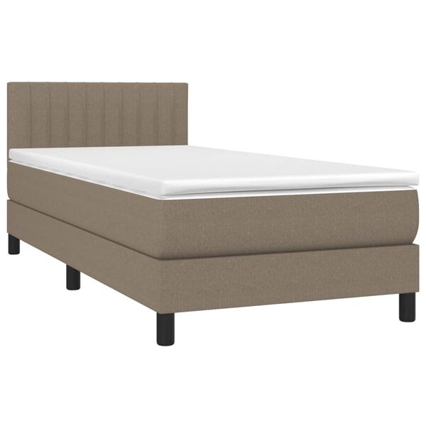 vidaXL Box spring postelja z vzmetnico taupe 90x190 cm blago