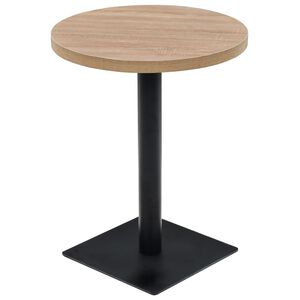 vidaXL Bistro miza mediapan in jeklo okrogla 60x75 cm barva hrasta