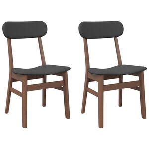 vidaXL Jedilni stoli z blazinami 2 kosa Brown Solid Wood Rubber