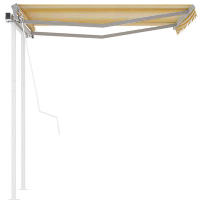 vidaXL Avtomatsko zložljiva tenda s stebrički 3,5x2,5 m rumena in bela
