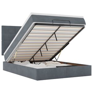 vidaXL Otomanski posteljni okvir z vzmetnicami siv 140x190cm žamet