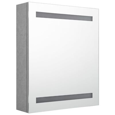 vidaXL LED kopalniška omarica z ogledalom betonsko siva 50x14x60 cm