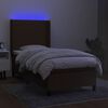 vidaXL Box spring postelja z vzmetnico LED temno rjava 90x190 cm blago
