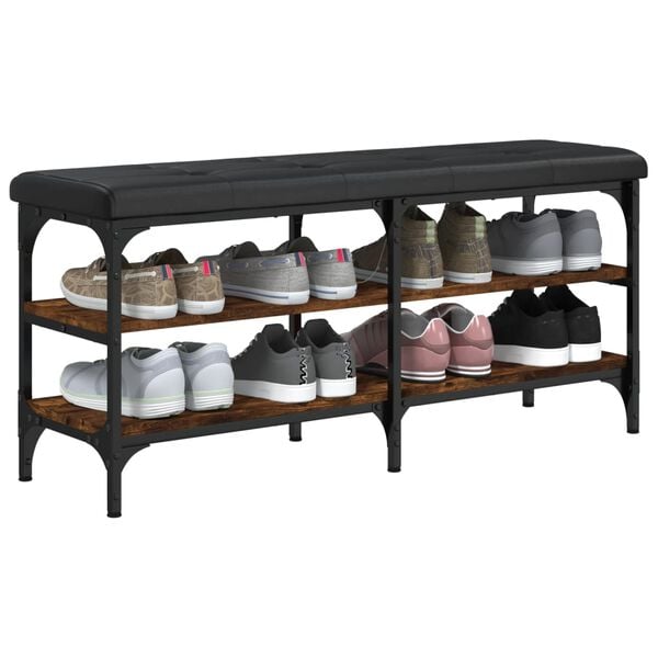 vidaXL Klop za čevlje dimljen hrast 102x32x47 cm inženirski les