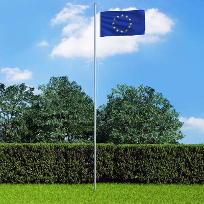 vidaXL Evropska zastava in aluminijast zastavni drog 4 m