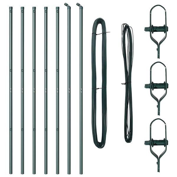 vidaXL Ograjni stebri 7 pcs Zelena Ø32mm 190 cm Pocinkano jeklo