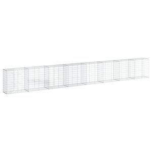 vidaXL Gabionska ko&scaron;ara s pokrovom 800x50x100 cm pocinkano železo