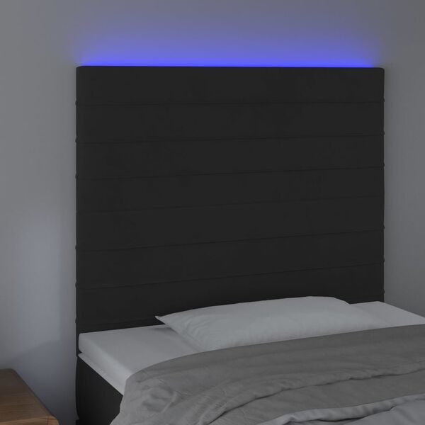 vidaXL LED posteljno vzglavje črno 80x5x118/128 cm žamet
