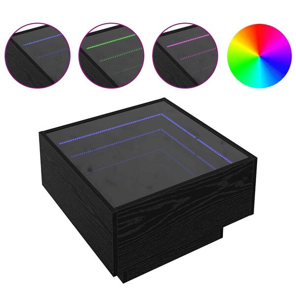 vidaXL Klubska miza Črni hrast 50 x 50 x 30 cm Konstruiran les