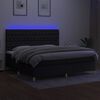vidaXL Box spring postelja z vzmetnico LED črna 200x200 cm blago
