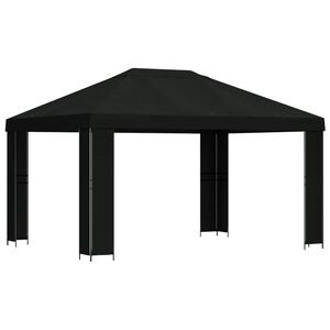 vidaXL Paviljon 4 &times; 3 m Črna Poliester in jeklo 190 gsm