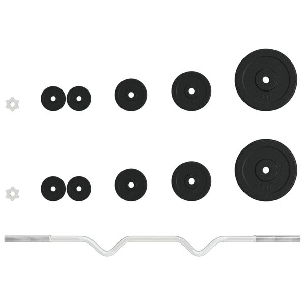 vidaXL Komplet uteži 30 kg lito železo in kromirano jeklo