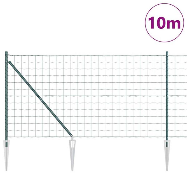 vidaXL Ograja s stebrom Zelena 1,4 x 10 m Jeklo in PVC