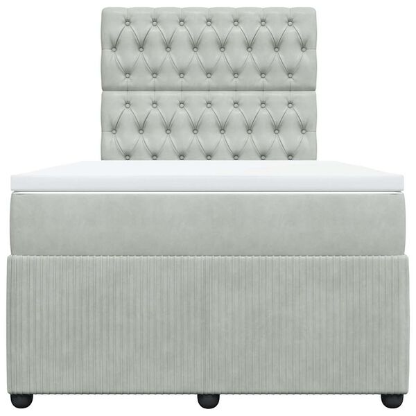 vidaXL Box spring postelja z vzmetnico svetlo siva 120x200 cm žamet