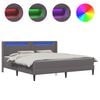vidaXL Posteljni okvir z vzmetnico Siva 200 x 200 cm Umetno usnje