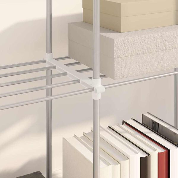 vidaXL Tubular Shelf s shranjevanjem Bela 129 x 27 x 132 cm Aluminij