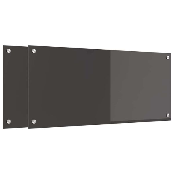 vidaXL Zaščita za kuhinjo 2 pcs Temno siva 90 x 40 cm kaljeno steklo