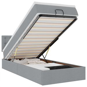 vidaXL Otomanski posteljni okvir z vzmetnico siv 90x190 cm blago