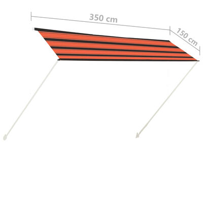 vidaXL Zložljiva tenda 350x150 cm oranžna in rjava