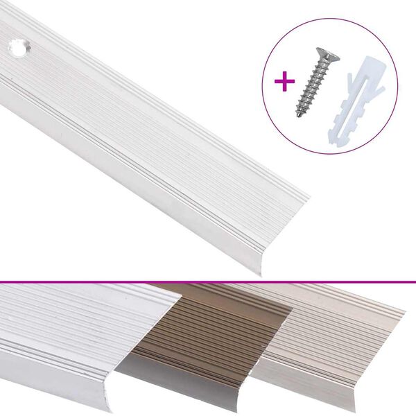 vidaXL Obrobe za stopnice L-oblike 15 kosov aluminij 100 cm srebrne