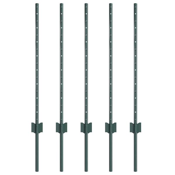 vidaXL Steber ograje. 5 pcs Zelena 120 cm Jeklo