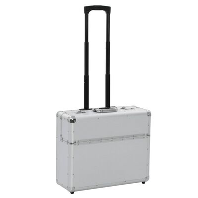 vidaXL Pilotski kovček 54x44x21 cm srebrn aluminij