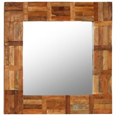 vidaXL Stensko ogledalo iz trdnega predelanega lesa 60x60 cm