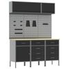 vidaXL Set delovnih omar s predalom s shranjevanjem 8 pcs Črna