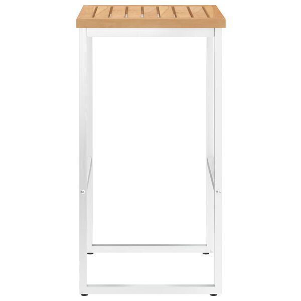 vidaXL Barski stoli 2 kosa trdna tikovina in nerjaveče jeklo