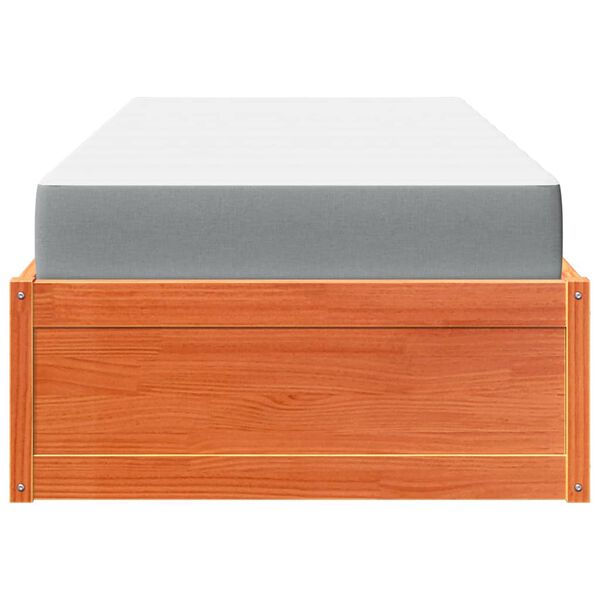vidaXL Postelja z vzmetnico vo&scaron;čeno rjava 100x200 cm trdna borovina